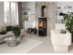 Justus Kaminofen Mino Trios 2.0 Stahl Schwarz mit Abdeckplatte Grau 5 kW