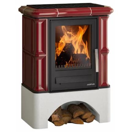 Justus Bavaria Kaminofen Keramik Bordeauxrot 7 kW