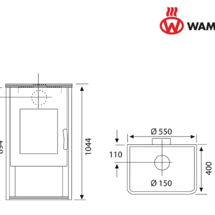 Wamsler KF 101- OF – W Kaminofen Stahl Grau 8 kW