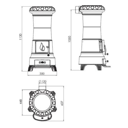 Plamen Gusskaminofen Julia Gussgrau mit Herdplatte 8kW